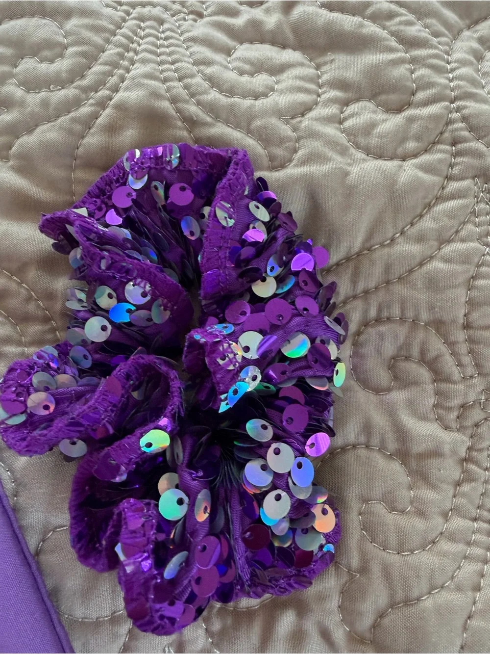 Weissman Purple Sequin Crop Top with Purple Cargo Pants